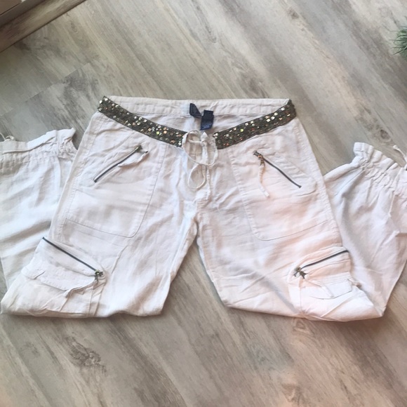 Derek Heart Cargo Linen Pants - Picture 1 of 8